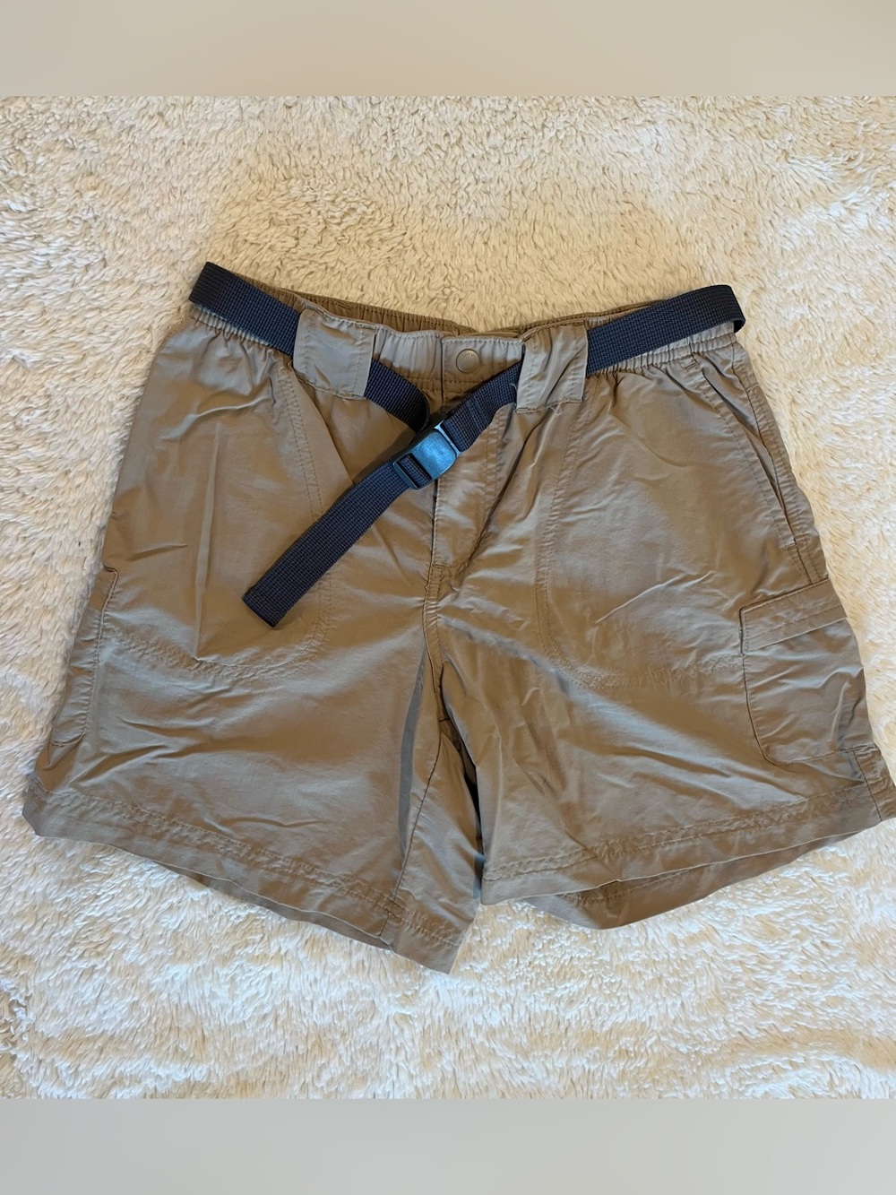 Columbia Boys Casual Tan Shorts with Black Web Belt Sz 6